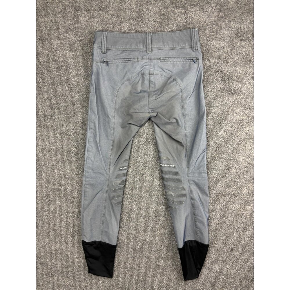 Animo Pants Womens Medium Gray Riding Breeches Silicone Knee Grip Made Italy - Picture 7 of 9